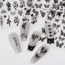 3 Pcs Nail Art Sticker 3D Self-Adhesive Nail Decals Butterfly Snake Dark Style Nail Design For Nail Salon DIY