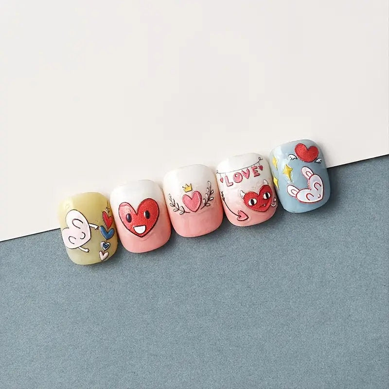 Kinds Of Hearts 5D Nail Stickers DIY Acrylic Engraved Nail Manicure Decoration