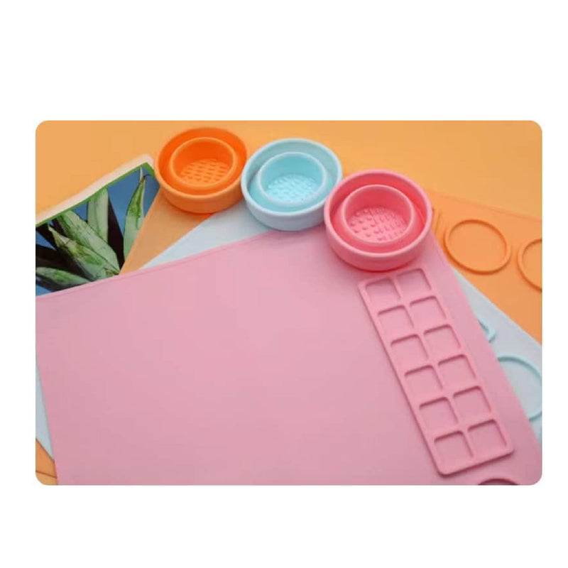 Silicone Craft Mat, 24x16 Large Silicone Mat for Resin Casting,Painting Mat for Craft,Nonstick Silicone Sheet with Cleaning Cup & Paint Cup for