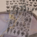 3 Pcs Nail Art Sticker 3D Self-Adhesive Nail Decals Butterfly Snake Dark Style Nail Design For Nail Salon DIY