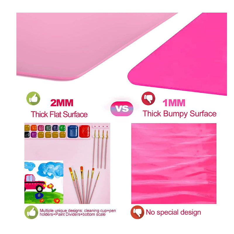 Silicone Painting Mat for Kids, Silicone Paint Palette, Washable Art Mat  with Water Cup and Paint Holder and Brush Holder, 12 Color Dividers, Easy  to