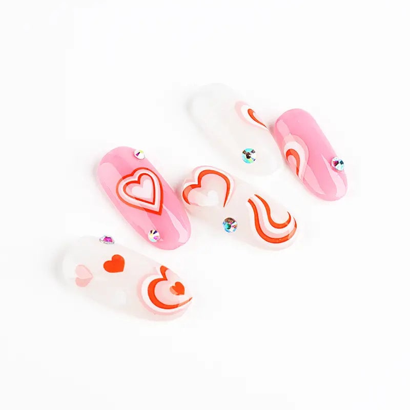 3D Heart Nail Stickers Neon Strips Tape Geometric Line Sliders Nail Decoration Trend 2022 Wave Swirls Decal For Manicure