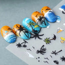 Cool Summer Sea Beach 5D Nail Stickers Adhesive Tattoo Nails Accesories