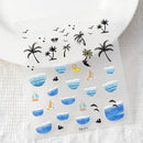 Cool Summer Sea Beach 5D Nail Stickers Adhesive Tattoo Nails Accesories