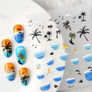 Cool Summer Sea Beach 5D Nail Stickers Adhesive Tattoo Nails Accesories