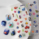 5D Shark Nail Stickers Embossed Nail Stickers Jewelry Marine Animals Art Decoration Nails Manicure Decor