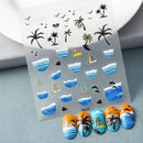 Cool Summer Sea Beach 5D Nail Stickers Adhesive Tattoo Nails Accesories