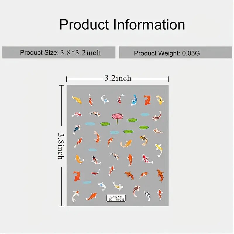 5D Shark Nail Stickers Embossed Nail Stickers Jewelry Marine Animals Art Decoration Nails Manicure Decor