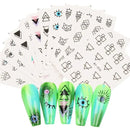 12 Pcs Devil's Eye Water Sliders For Manicure Geometric Animals French Design Nail Art Stickers Water Decals Set Eyes Geometry Polish Nail