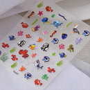 5D Shark Nail Stickers Embossed Nail Stickers Jewelry Marine Animals Art Decoration Nails Manicure Decor