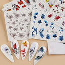 8 Sheets Flowers Nail Art Stickers, Holographic Fall Flower Nail Water Transfer Decals Design | Floral Maple Leaf Butterfly Nail Stickers