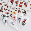 8 Sheets Flowers Nail Art Stickers, Holographic Fall Flower Nail Water Transfer Decals Design | Floral Maple Leaf Butterfly Nail Stickers