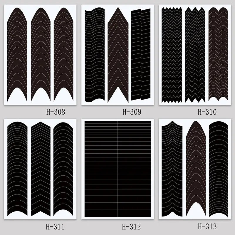 Nail Art French Tip Guide Stickers Geometry French Nail Strips White For French