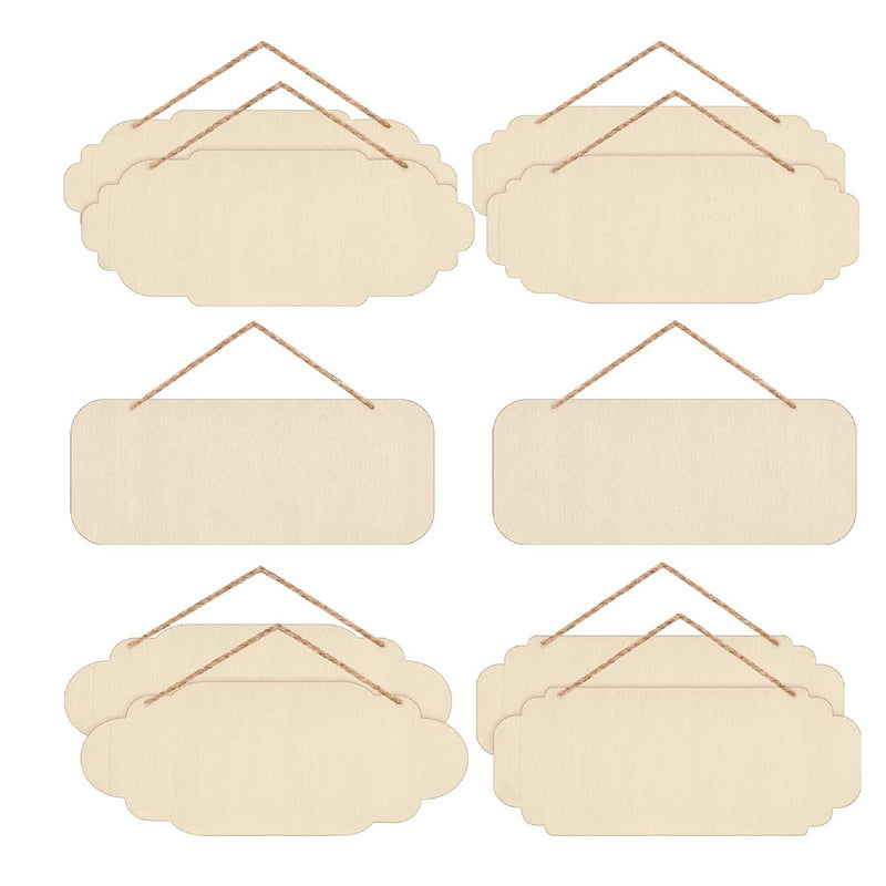 10 Unfinished Wooden Hanging Signs | Rectangular | Blank | Decorative | Rectangular | Wooden Pendants | Oval | To Hang