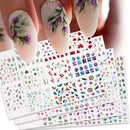 44 Pcs Flower 3D Nail Stickers Set Floral Leaves Flower Adhesive Decal 3D Stickers Slider Press On Nails Manicure Decorations E1007-1050