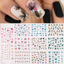 44 Pcs Flower 3D Nail Stickers Set Floral Leaves Flower Adhesive Decal 3D Stickers Slider Press On Nails Manicure Decorations E1007-1050