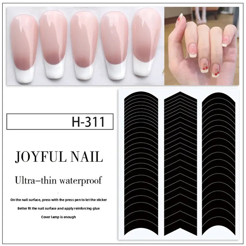 Nail Art French Tip Guide Stickers Geometry French Nail Strips White For French