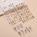 Golden Nail Art Stickers | Laser Flowers Leaf Leopard Print Abstract Face Lines Nail Sticker | Holographic 3D Self-Adhesive Nail Decals