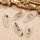 Golden Nail Art Stickers | Laser Flowers Leaf Leopard Print Abstract Face Lines Nail Sticker | Holographic 3D Self-Adhesive Nail Decals