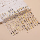 Golden Nail Art Stickers | Laser Flowers Leaf Leopard Print Abstract Face Lines Nail Sticker | Holographic 3D Self-Adhesive Nail Decals
