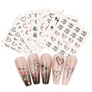 12 Pcs Love Heart Nail Water Stickers Decals Set Graffiti Valentine's Day Water Transfer Slider Polish Nail Wraps Tips Manicure Decorations