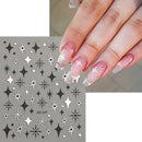Laser Star Nail Sticker White Silver Black Star Shape Nail Decals Bling Self Adhesive Manicure Decals