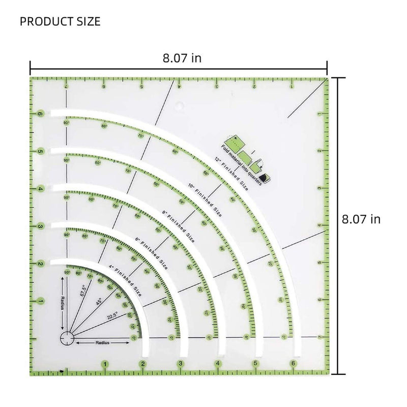 Circle Magic Quilting Ruler Tape - Multifunctional Quilt Ruler Patchwork Cutters Acrylic Craft Ruler - Cutting Ruler Fabric Ruler Measuring Tape Cutt