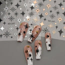 Laser Star Nail Sticker White Silver Black Star Shape Nail Decals Bling Self Adhesive Manicure Decals