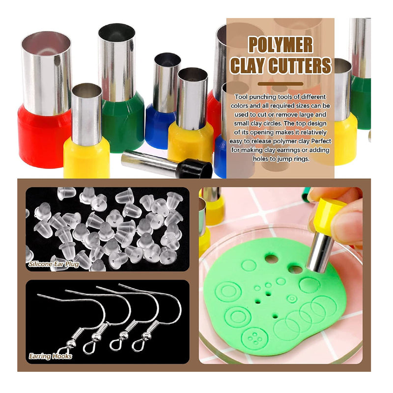 Wokpe | Set Of 195 Polymer Clay Cutters With Pliers | Includes Earring Cutters And Round Cutters