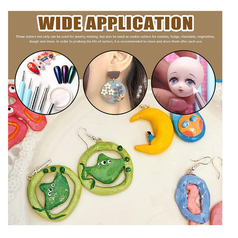 Wokpe | Set Of 195 Polymer Clay Cutters With Pliers | Includes Earring Cutters And Round Cutters