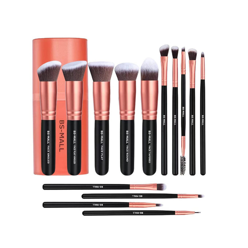 Premium Synthetic Makeup Brushes 14 Pieces | Color A-Rose Golden