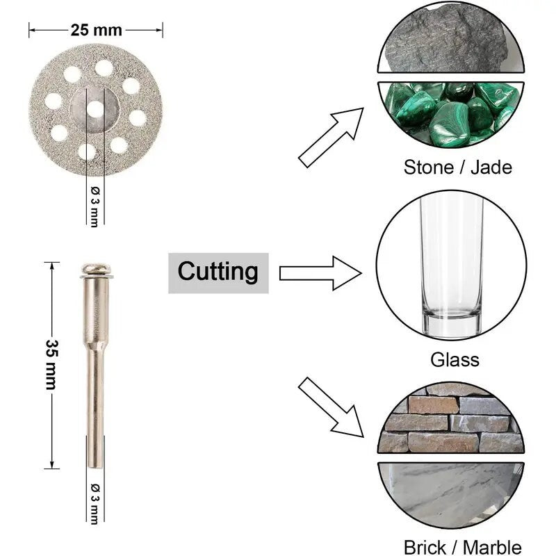 GOXAWEE Cutting Wheel Set For Rotary Tool | 1/8" Shank 545 Diamond Cutting Wheel | Mini HSS Cut Off Saw Blades