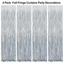 4 Pieces Foil Fringe Curtains Party Decorations Metallic Tinsel Curtains | Glitter Foil | 3.2 x 8.2 ft