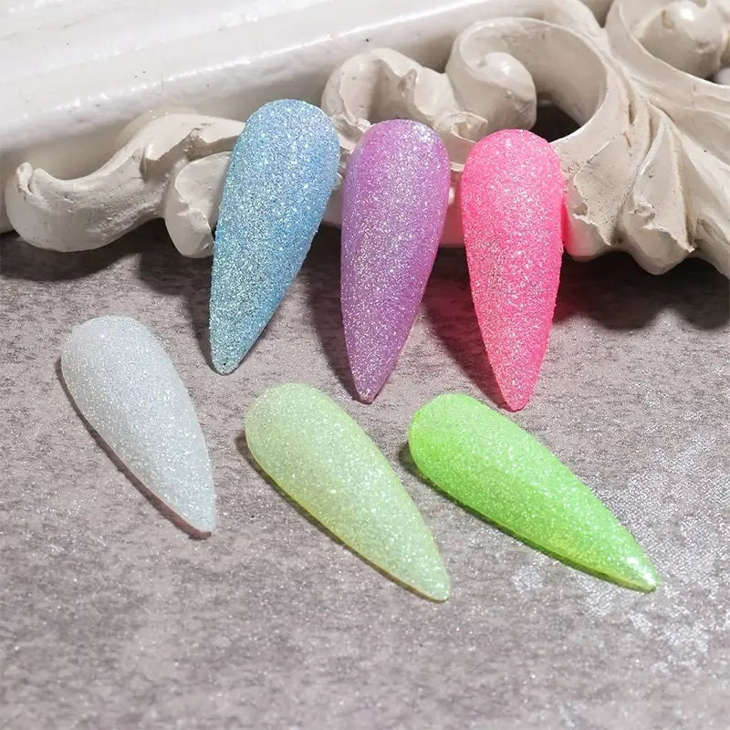 Candy Color Sugar Powder For Nail Art Glitter Sandy Powder Sugar Neon Luminous Sparkles Sequin Flake Powder Dust Nail Art Accessory Gel