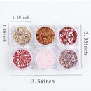 Holographic Nail Art Sequins Glitter Kits 6 Boxes Metallic Shining Flakes Gold Nail Glitter Set Acrylic Powder Dust Hexagon Nail