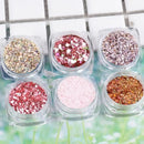 Holographic Nail Art Sequins Glitter Kits 6 Boxes Metallic Shining Flakes Gold Nail Glitter Set Acrylic Powder Dust Hexagon Nail