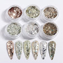 Holographic Nail Art Glitter Sequins | Shell Silces | Nail Flakes Nail Art Glitter Slices For Women DIY Nail Decoration, 6 Boxes