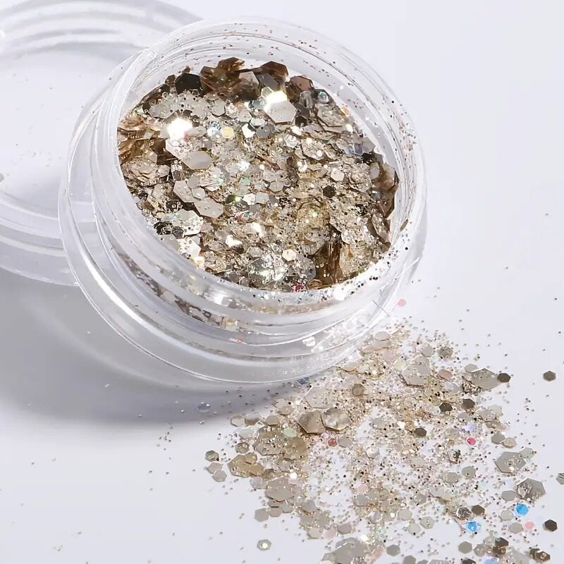 Holographic Nail Art Glitter Sequins | Shell Silces | Nail Flakes Nail Art Glitter Slices For Women DIY Nail Decoration, 6 Boxes
