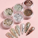 Holographic Nail Art Glitter Sequins | Shell Silces | Nail Flakes Nail Art Glitter Slices For Women DIY Nail Decoration, 6 Boxes