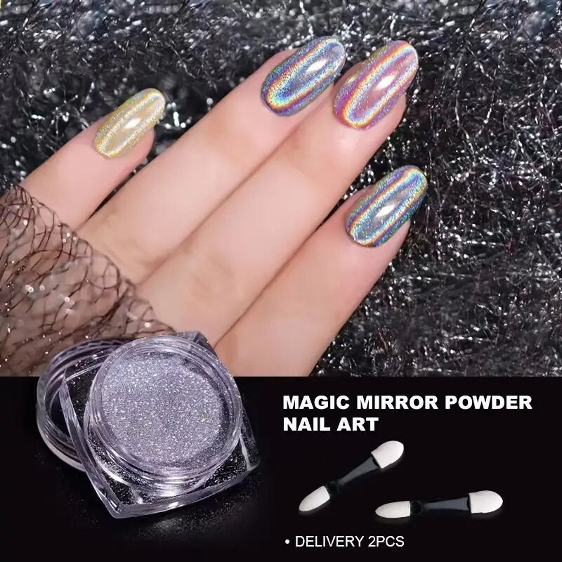 Nail Powder Laser | Shimmer Gel Polish Flakes For Manicure And Nail Pigment Glitter Dust For Salon Home Nail Art DIY Decor