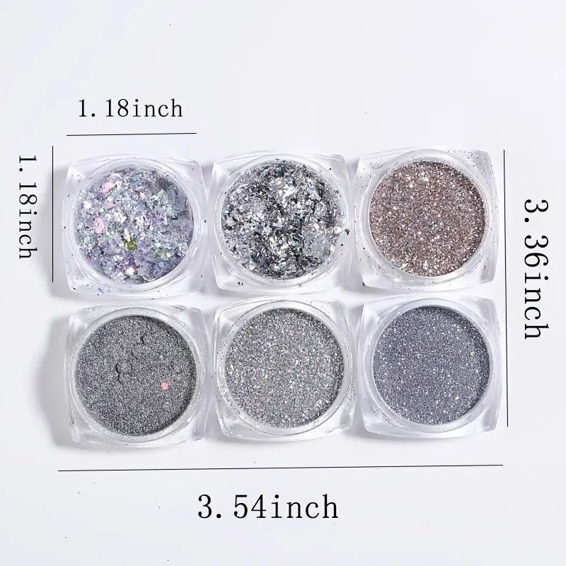 Nail Dipping Powder Set Kit 6 Colors Nail Powder Loose Pastel Foil Nail Color Mirror Nail Glitter Powder For Nails DIY Home Salon Nail