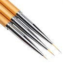 3 Pcs Metal Round Top Nail Art Gel Extension Builder Painting Liner Brushes | Drawing Flower Petal Pen Kit Manicure Tools Set