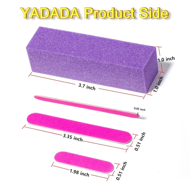 YADADA Nail Files And Buffer | Professional Manicure Tools Kit Rectangular Art Care Buffer Block Tools 100/180 Grit 18Pcs/Pa