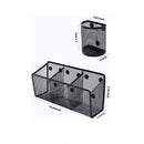 Magnetic Pencil Holder Organizer -3 Generous Compartments Magnetic Storage Basket Organizer and 2 Magnetic Mesh Pen Cups