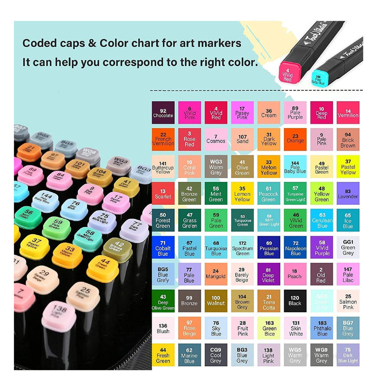 Caliart Alcohol Brush Markers, 51 Colors Dual Tip UAE