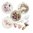 Set Of 4 Full Range Embroidery Kits For Beginners Stamped Embroidery Kit Including Embroidery Fabric | Set 2