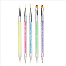 Portable Double Headed Nail Art Brush And Powder Makeup Brush | Professional Drawing Nail Dotting Pen For Home