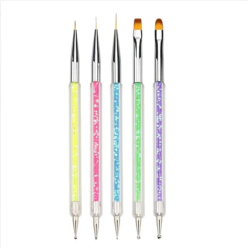 Portable Double Headed Nail Art Brush And Powder Makeup Brush | Professional Drawing Nail Dotting Pen For Home