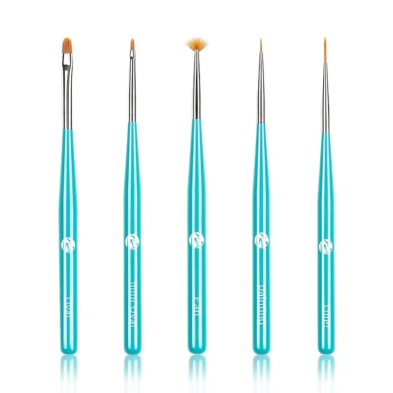 5PCS Nail Art Brushes Blue Nail Liner Brush Gradient Tools Nail Carving French Nails Nail Drawing Pen For Gel Polish Manicure Salon DIY At