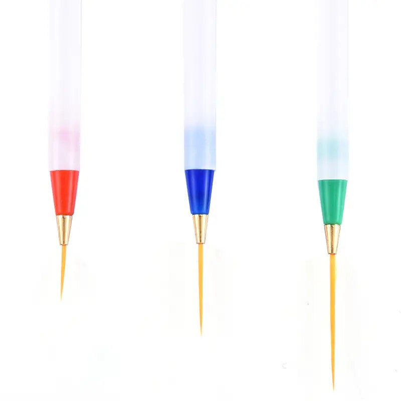 3 Pcs Nail Art Brushes For Manicure Gel With White Handle Soft Head Drawing Dotting Stripe Pattern DIY Creative Craft Nail Art Pen